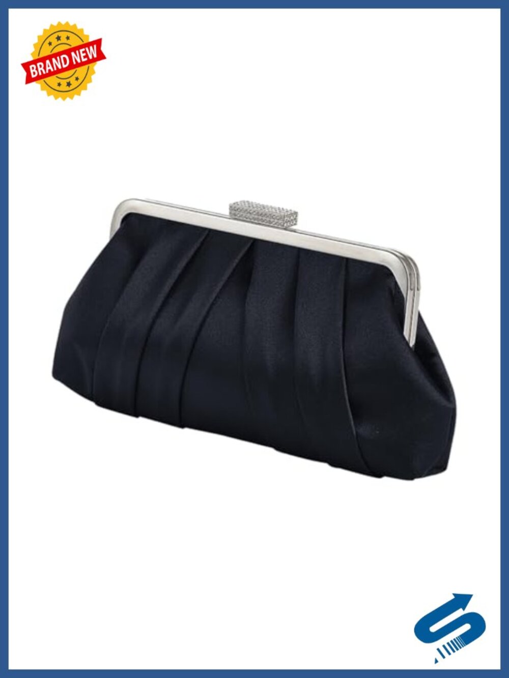 Satin Pleated Ruched Clutch with Metal Chain Detachable Crossbody Evening Bag
